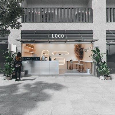 现代奶茶咖啡店3D模型下载